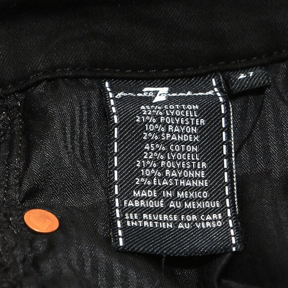 7 for all humankind black ankle skinny jeans with beaded fringe down the leg - Picture 15 of 16